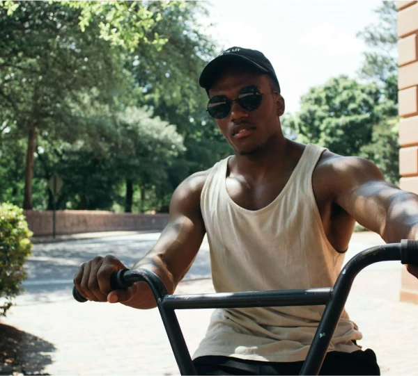 man with bicycle
