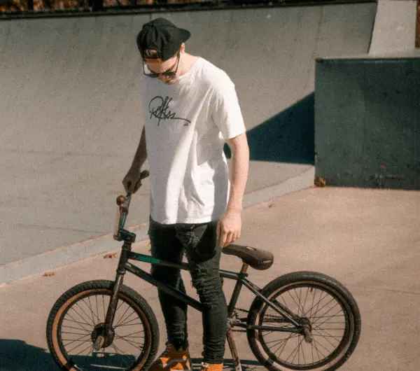 man with bicycle